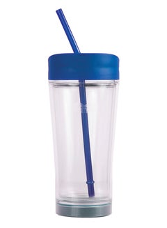 Mighty Mug Mighty Mug Spill-Free Ice Tea & Coffee Tumbler with Straw, Double-Walled, Unspillable Cup, Condensation-Free, Unbreakable Tritan Plastic, BPA Free, (Blue, 20oz)- 1912D Blue 