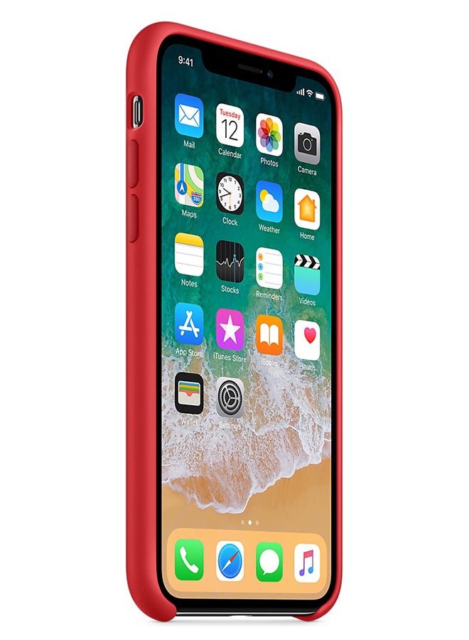 QLT - Silicone Ultra Thin Transparent Case Cover For Apple iPhone X Red - Image 1