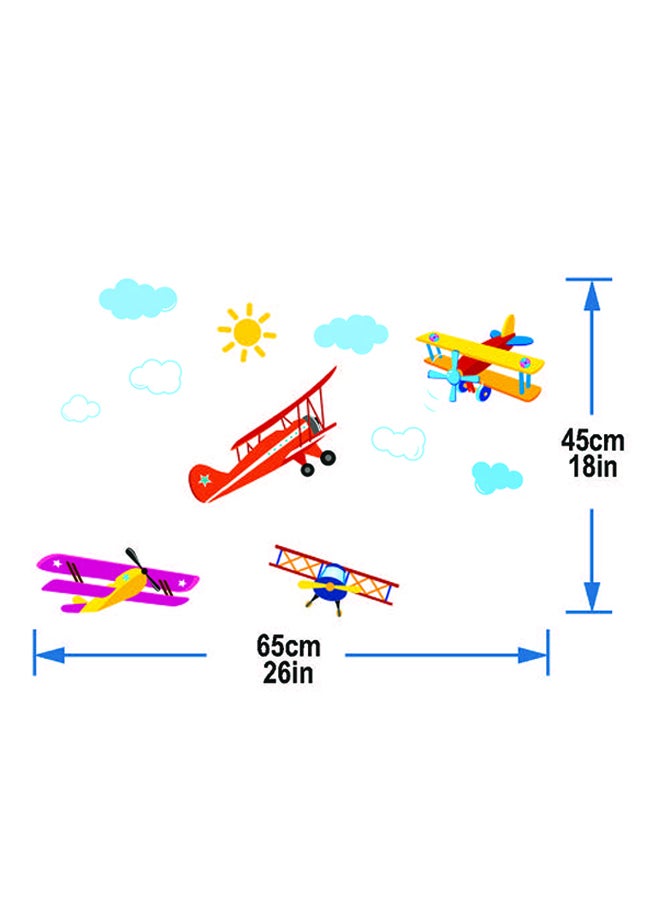 Stickie Art Biplane Wall Stickers Home Decoration Diy Removable Wall Decals For Living Room Bedroom Medium Sta-117 Multicolour 50x70cm - Image 2