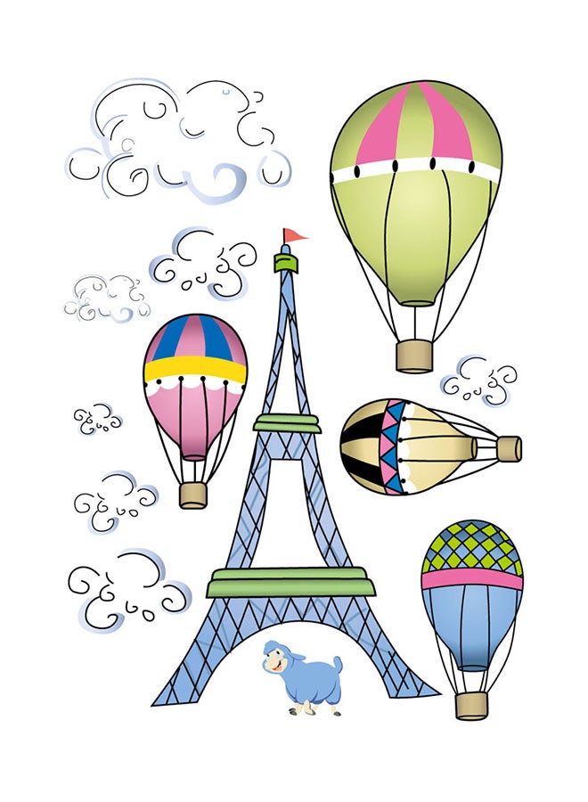 Stickie Art Eiffel Tower Balloons Wall Stickers Home Decoration Diy Removable Wall Decals For Living Room Bedroom Medium Sta-171 Multicolour 50x70cm - Image 2