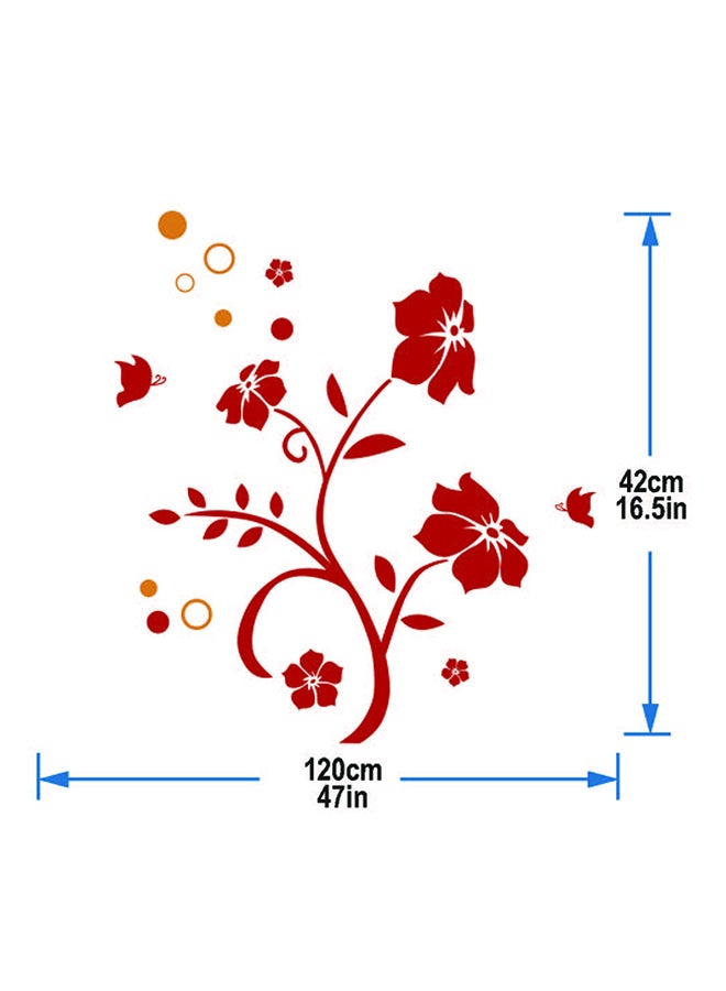 Stickie Art Red Floral Wall Stickers Home Decoration Diy Removable Wall Decals For Living Room Bedroom Medium Sta-173 Red 50x70cm - Image 3
