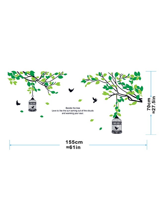Stickie Art Green Leaves Bird Cage Wall Stickers Home Decoration Diy Removable Wall Decals For Living Room Bedroom Large  Sta-180 Green/Black 60x90cm  - Image 3