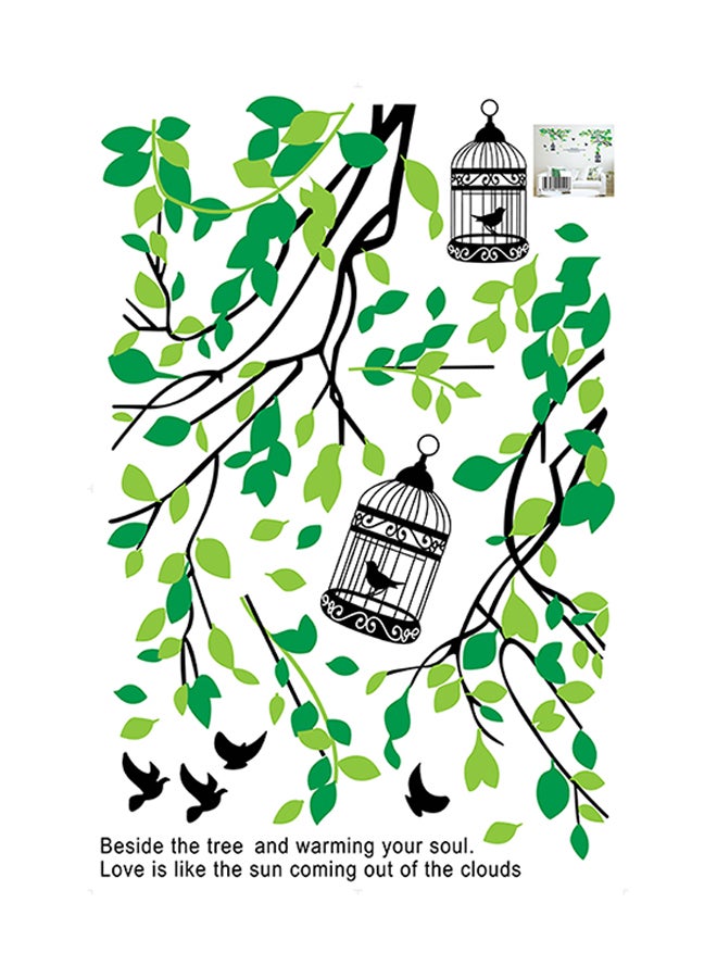 Stickie Art Green Leaves Bird Cage Wall Stickers Home Decoration Diy Removable Wall Decals For Living Room Bedroom Large  Sta-180 Green/Black 60x90cm  - Image 2