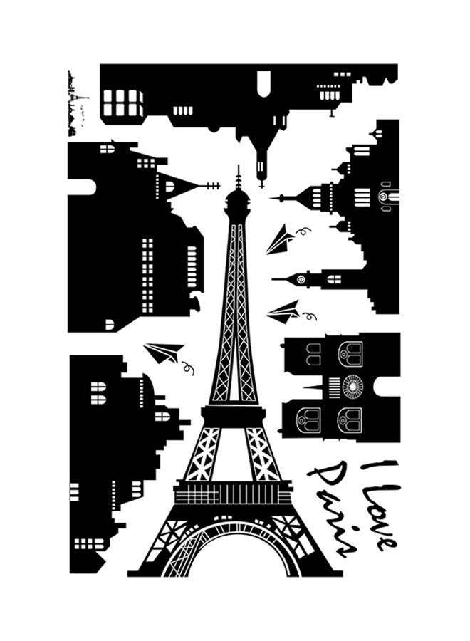 Stickie Art - I Love Paris Wall Stickers Home Decoration Diy Removable Wall Decals For Living Room Bedroom Large  Sta-184 Black 60x90cm - Image 1