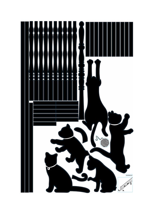 Stickie Art Playful Cats On Stairs Wall Stickers Home Decoration Diy Removable Wall Decals For Living Room Bedroom Large  Sta-190 Black 60x90cm - Image 2