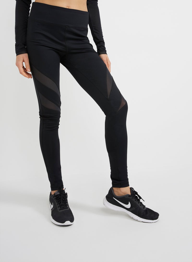 BURN - High-Rise Net Leggings Black - Image 1