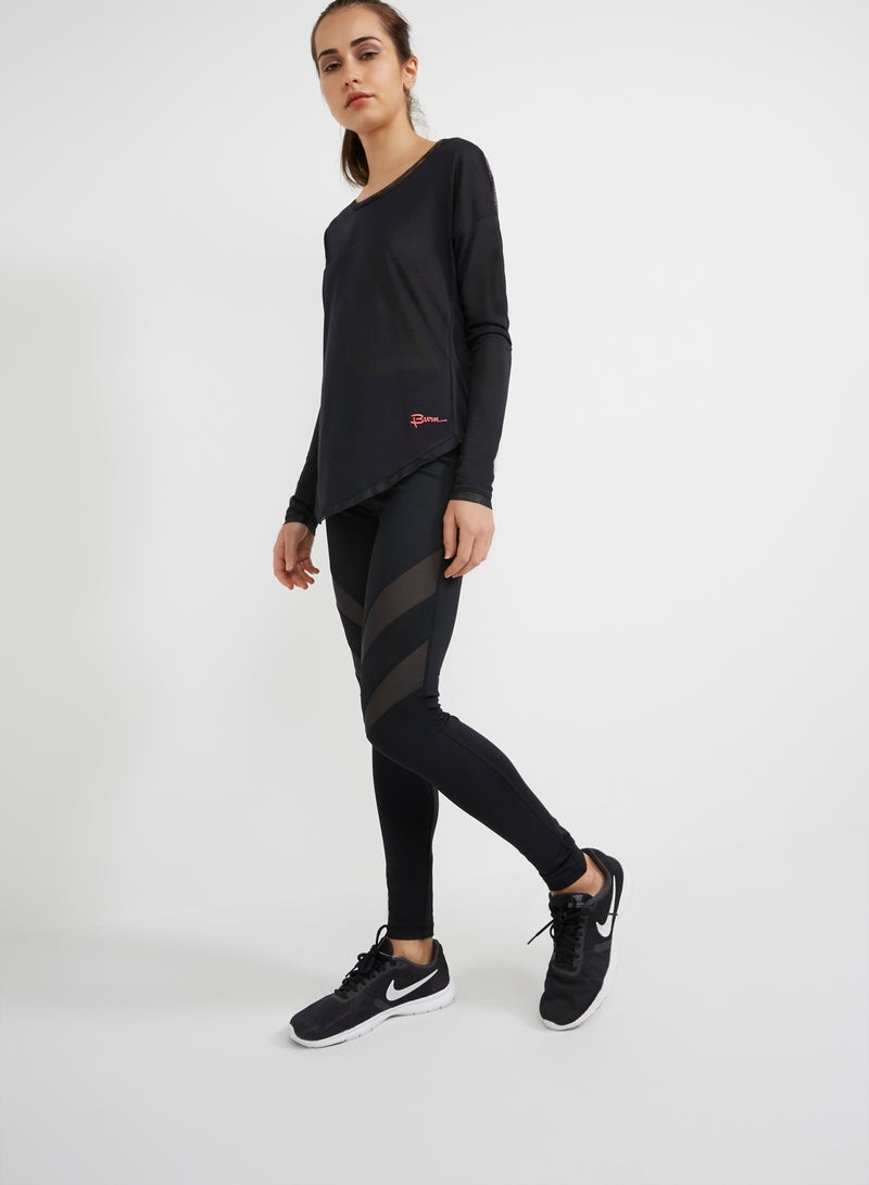 BURN - High-Rise Net Leggings Black - Image 1