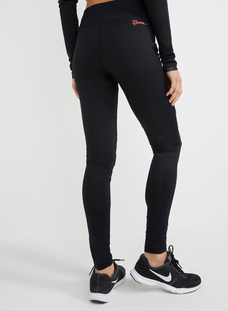 BURN - High-Rise Net Leggings Black - Image 1