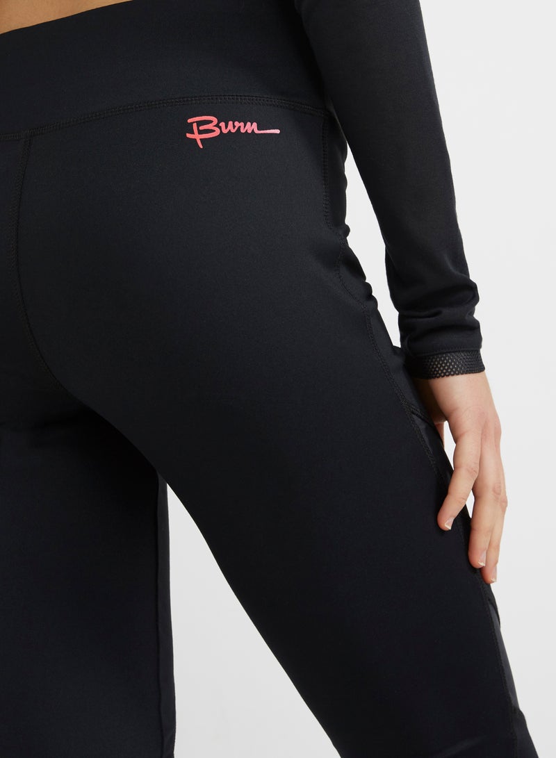 BURN - High-Rise Net Leggings Black - Image 1