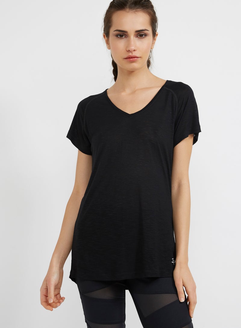 BURN V-Neck Top Black - Image 1
