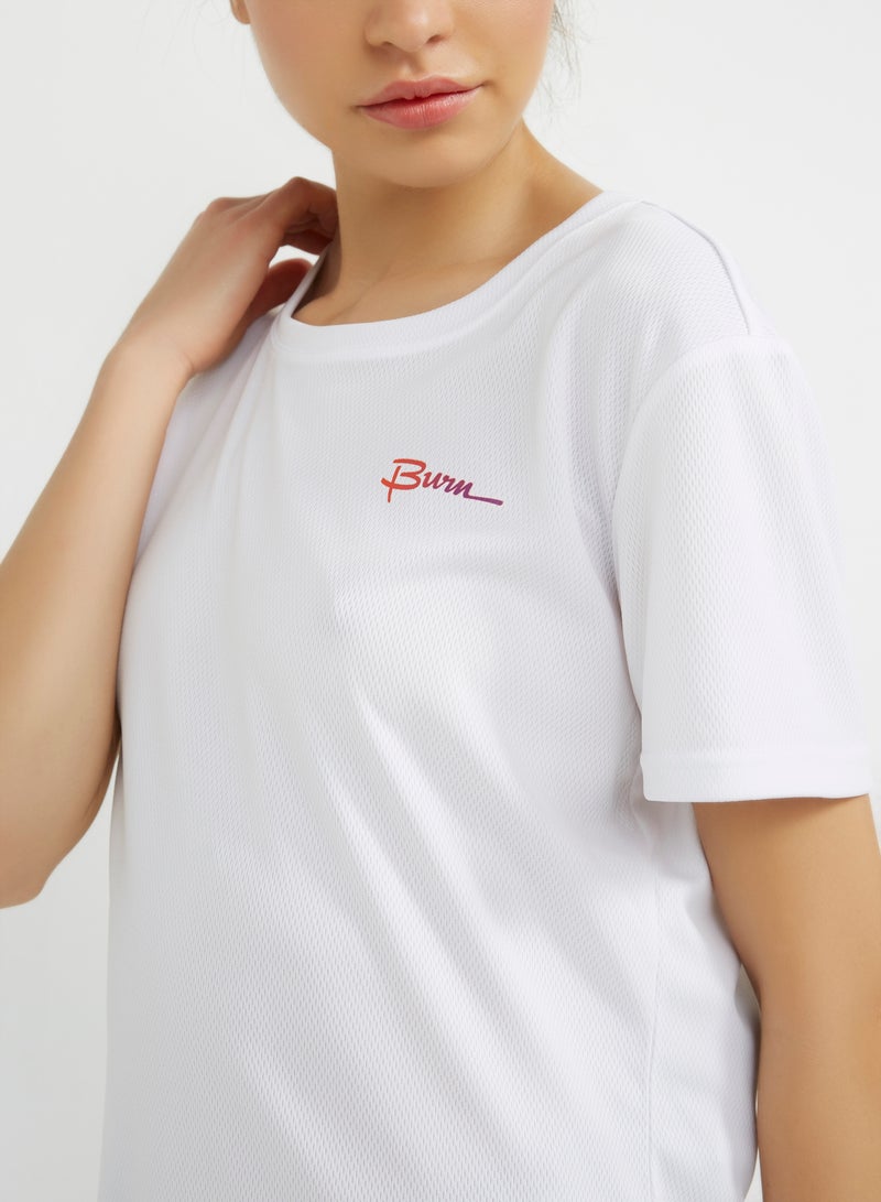 BURN Round Neck Top White  - Image 4