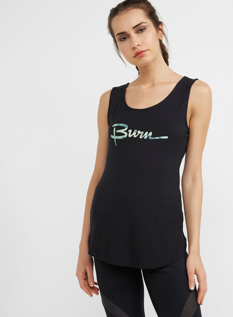 BURN Sleeveless Logo Tank Top Green  - Image 1