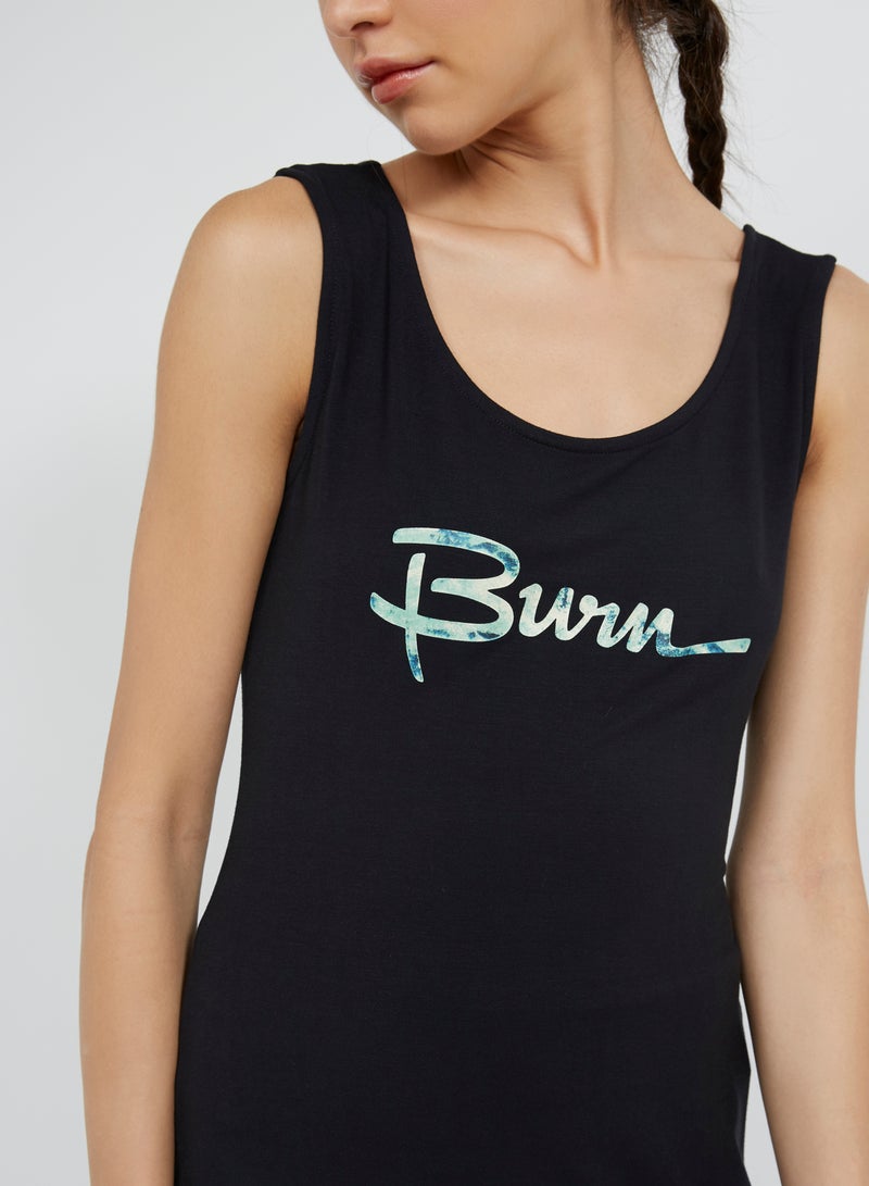 BURN Sleeveless Logo Tank Top Green  - Image 4