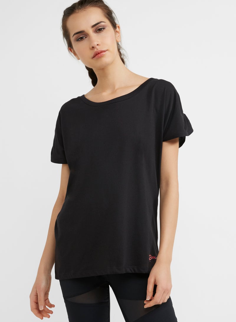 BURN Short Sleeve Slouchy Top Black - Image 1