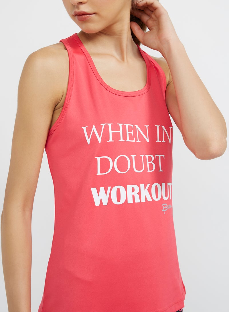 BURN - Sleeveless Slogan T-Shirt Pink - Image 1