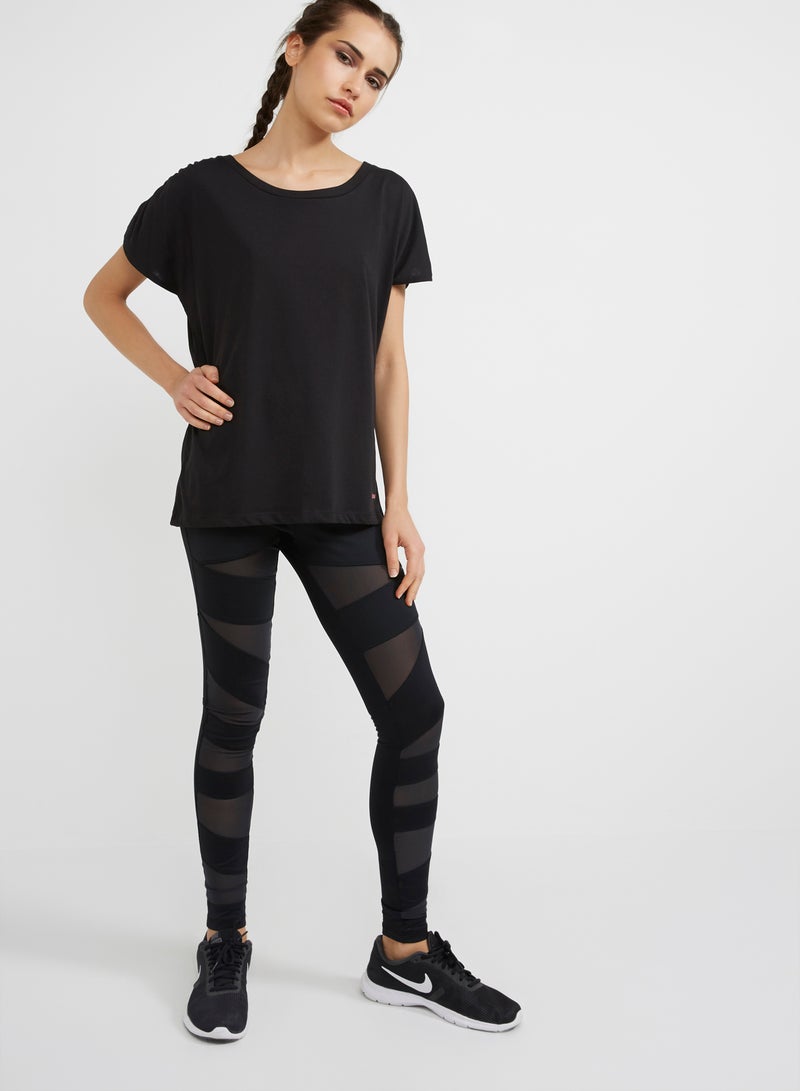 BURN Short Sleeve Slouchy Top Black - Image 3