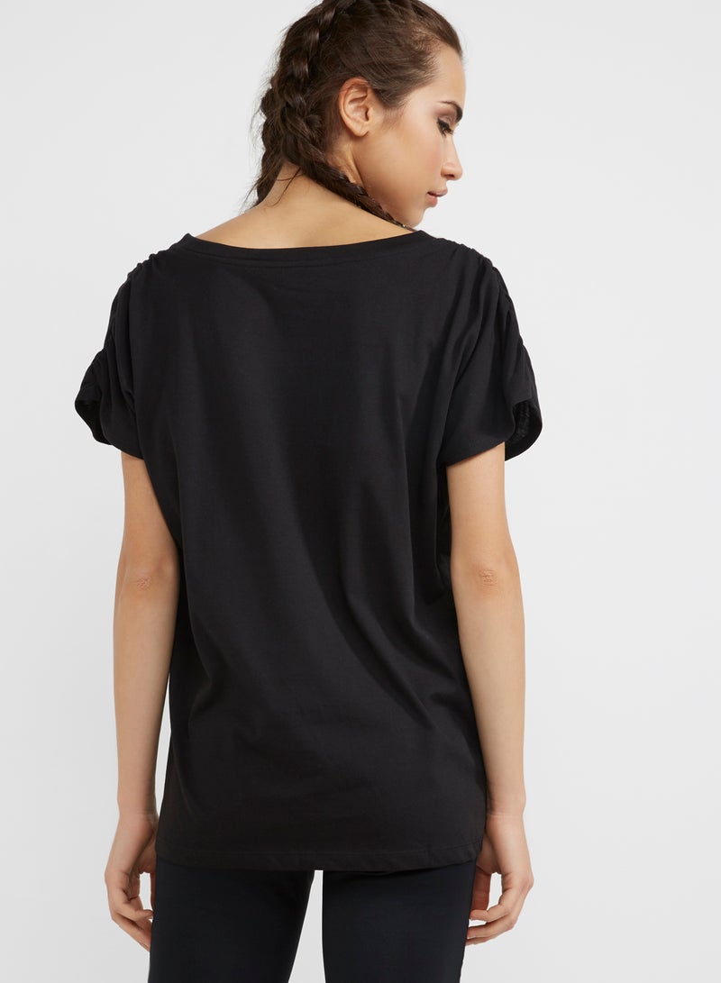BURN Short Sleeve Slouchy Top Black - Image 2