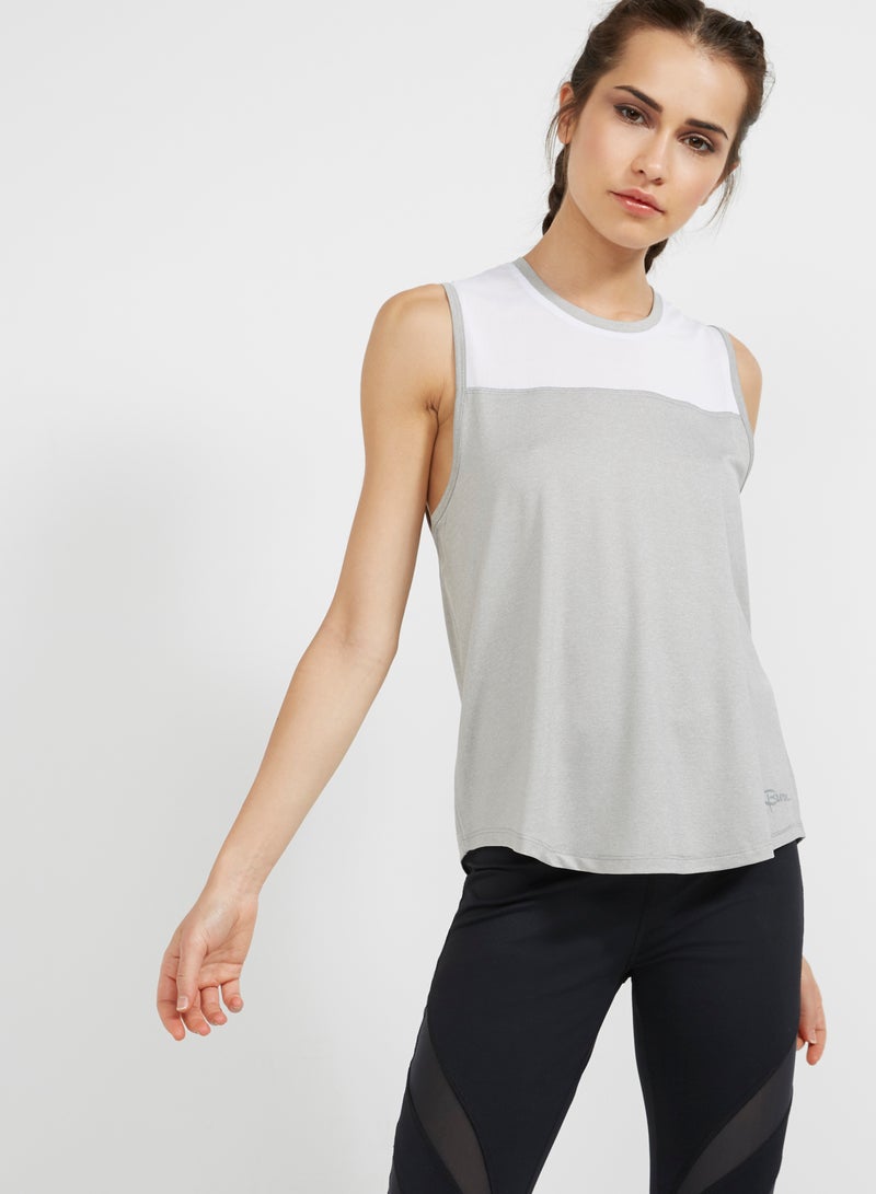 BURN Mesh Sleeveless Top Grey/White  - Image 1