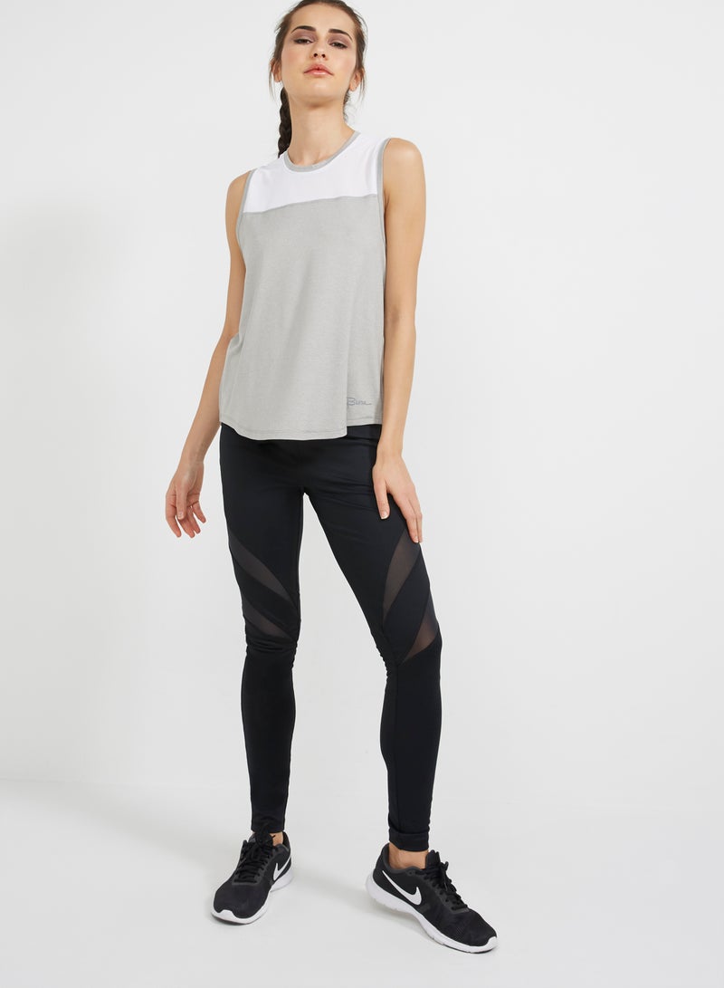 BURN Mesh Sleeveless Top Grey/White  - Image 3