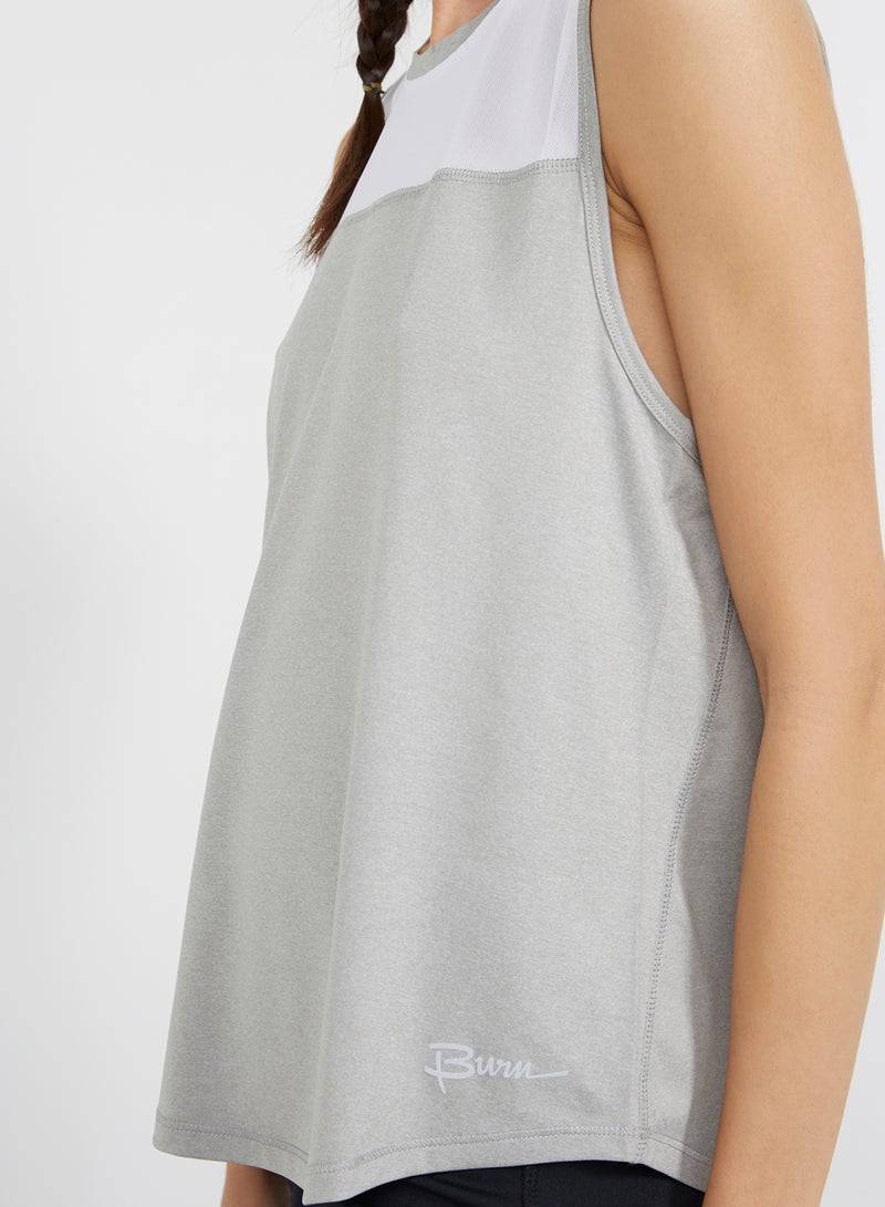 BURN Mesh Sleeveless Top Grey/White  - Image 4
