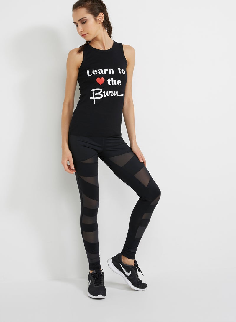 BURN - Sleeveless Slogan Tank Top Black - Image 1