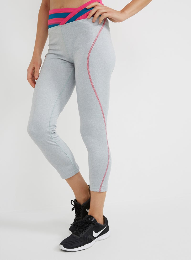 BURN Leggings With Coloured Band Grey - Image 1