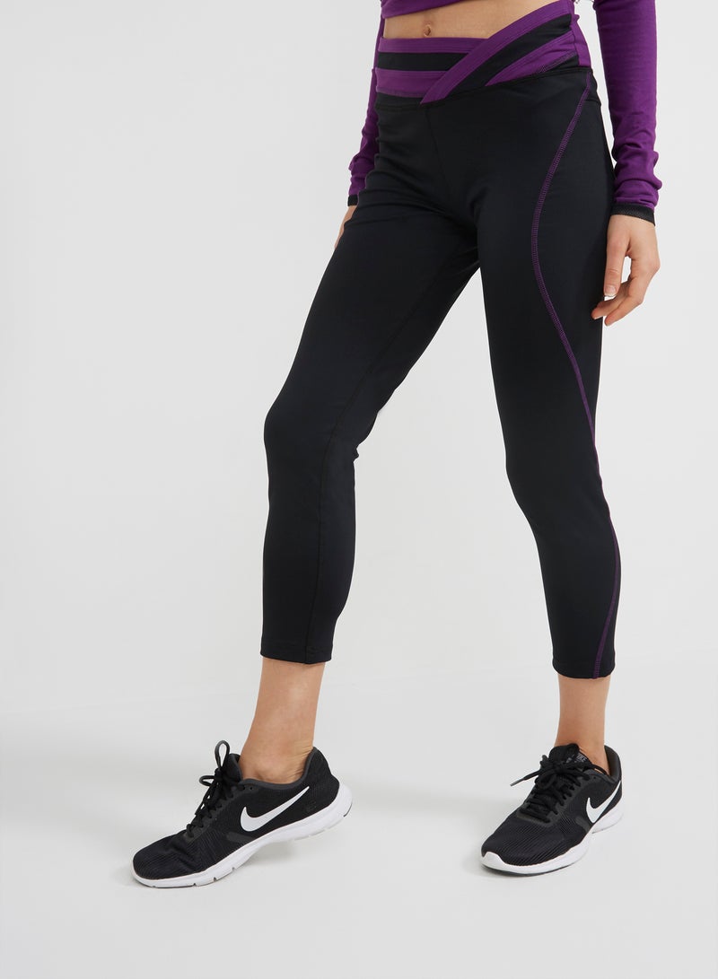 BURN Leggings With Coloured Band Black - Image 1