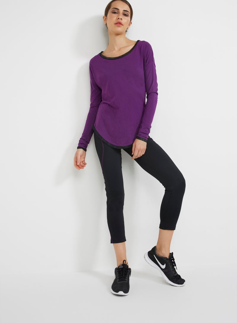 BURN Leggings With Coloured Band Black - Image 3