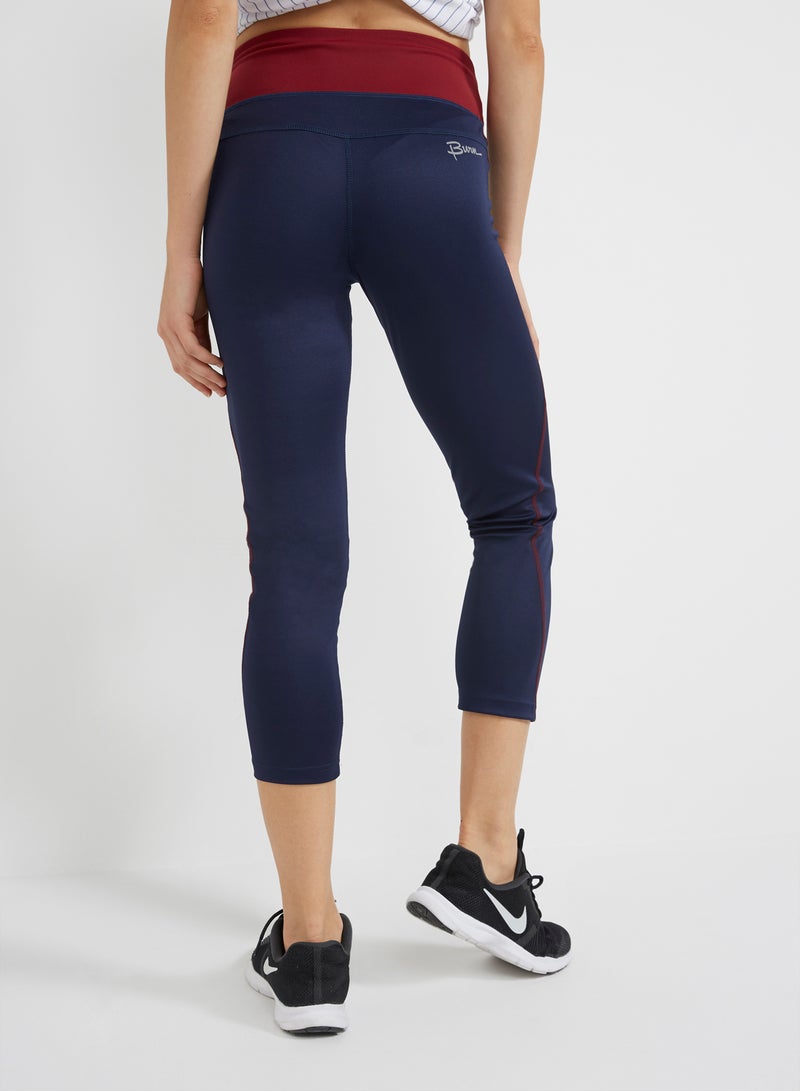 BURN Leggings With Coloured Band Navy Blue - Image 2