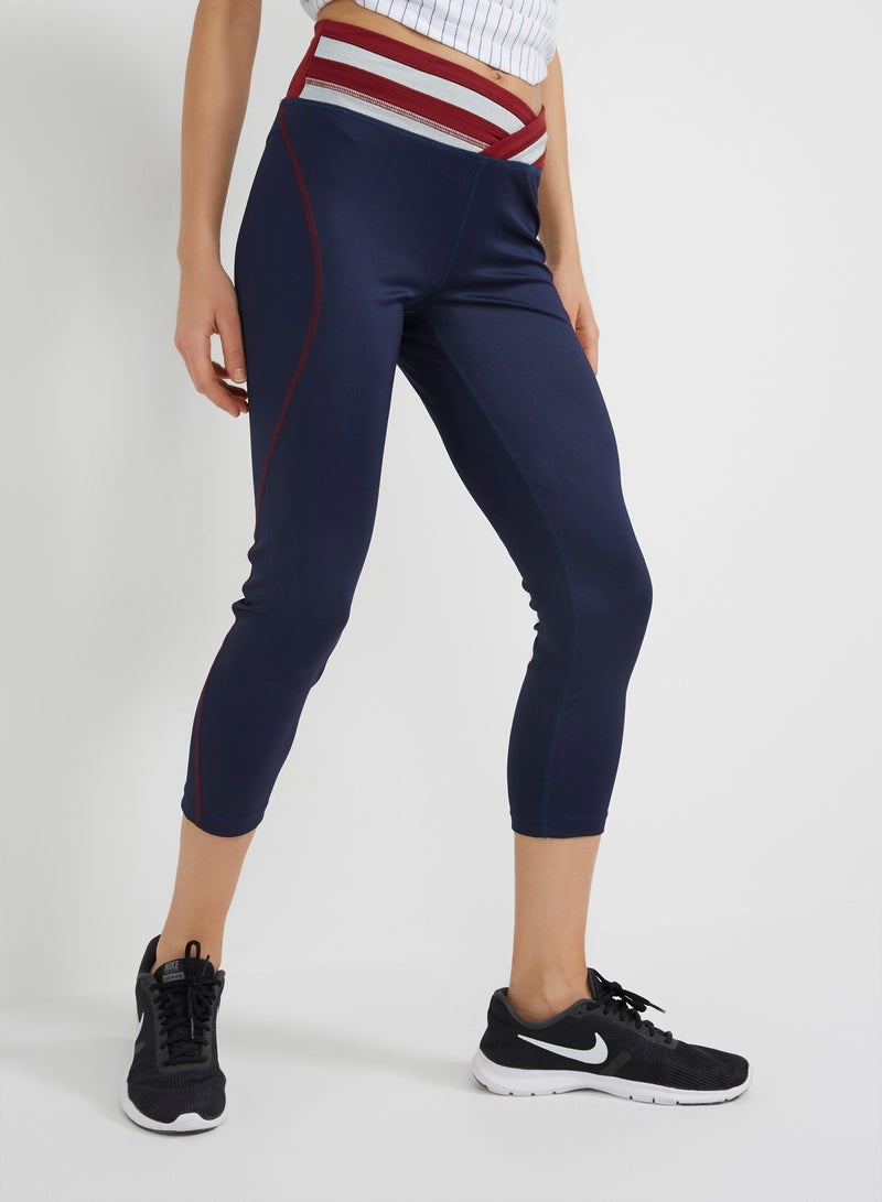 BURN Leggings With Coloured Band Navy Blue - Image 1