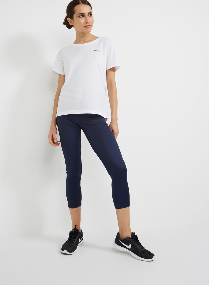 BURN Leggings With Coloured Band Navy Blue - Image 3