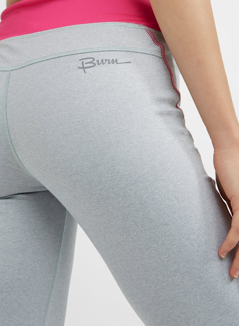 BURN Leggings With Coloured Band Grey - Image 4