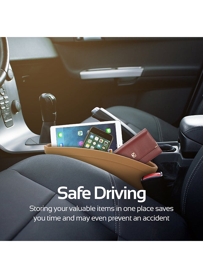 بروميت منظم تخزين السيارة، جيب جانبي لكرسي السيارة ينظم تخزين المحفظات، والهواتف، الأجهزة اللوحية للخرائط، النقود والنظارات. - Image 5