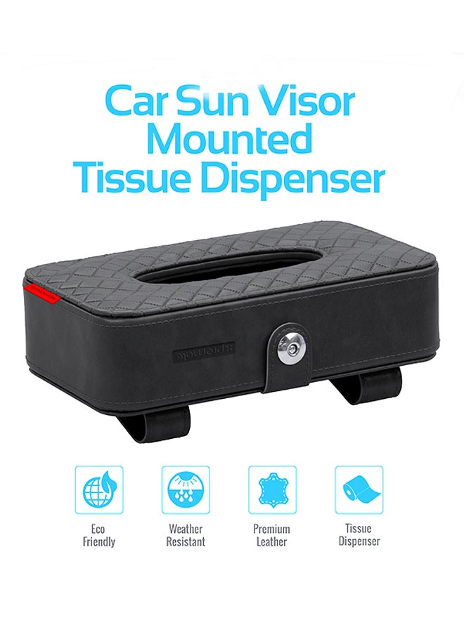 PROMATE - Car Tissue Holder, PU Leather Clip Car Sun Visor Tissue Box Holder for Facial Tissue and Other Napkin Papers - Image 1