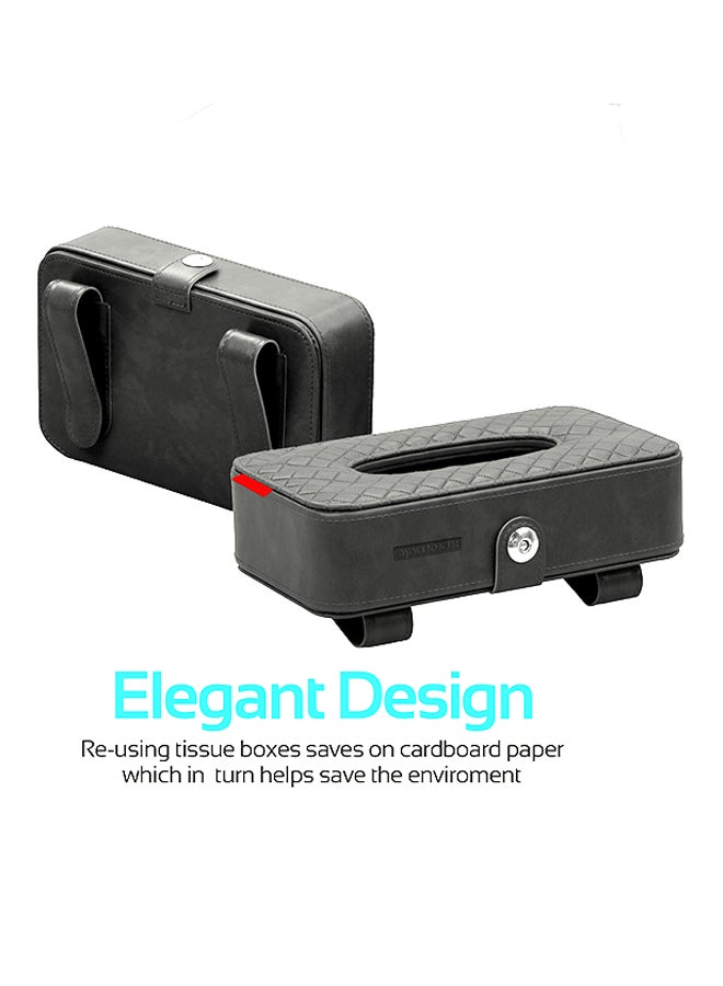 PROMATE - Car Tissue Holder, PU Leather Clip Car Sun Visor Tissue Box Holder for Facial Tissue and Other Napkin Papers - Image 1
