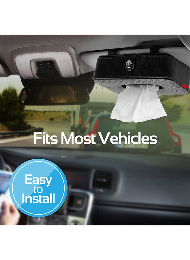 PROMATE - Car Tissue Holder, PU Leather Clip Car Sun Visor Tissue Box Holder for Facial Tissue and Other Napkin Papers - Image 1