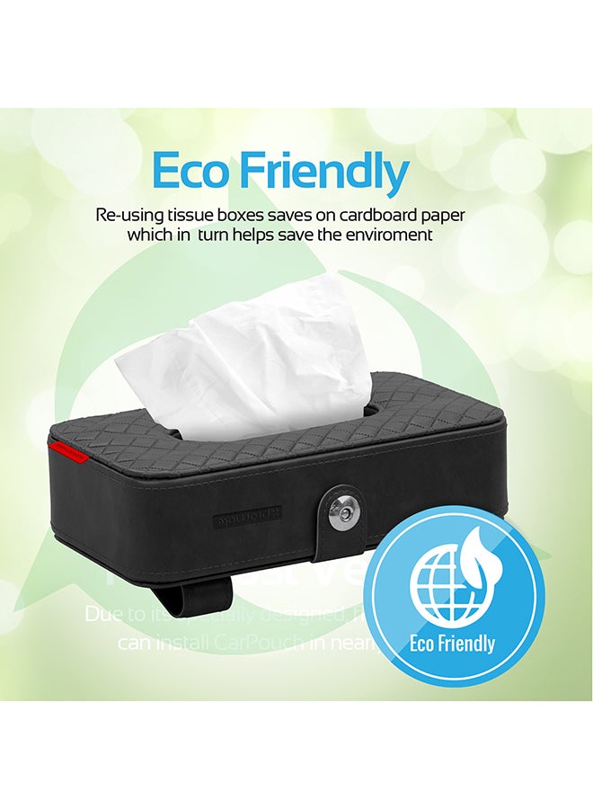 PROMATE - Car Tissue Holder, PU Leather Clip Car Sun Visor Tissue Box Holder for Facial Tissue and Other Napkin Papers - Image 1