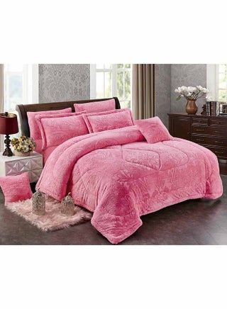 8-Piece Vienna Comforter Set Faux Fur Rose - v1516772959/N13155573A_1