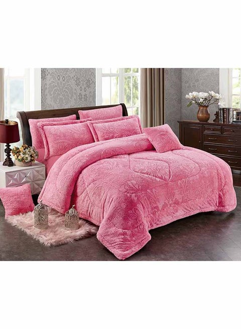 8-Piece Vienna Comforter Set Faux Fur Rose