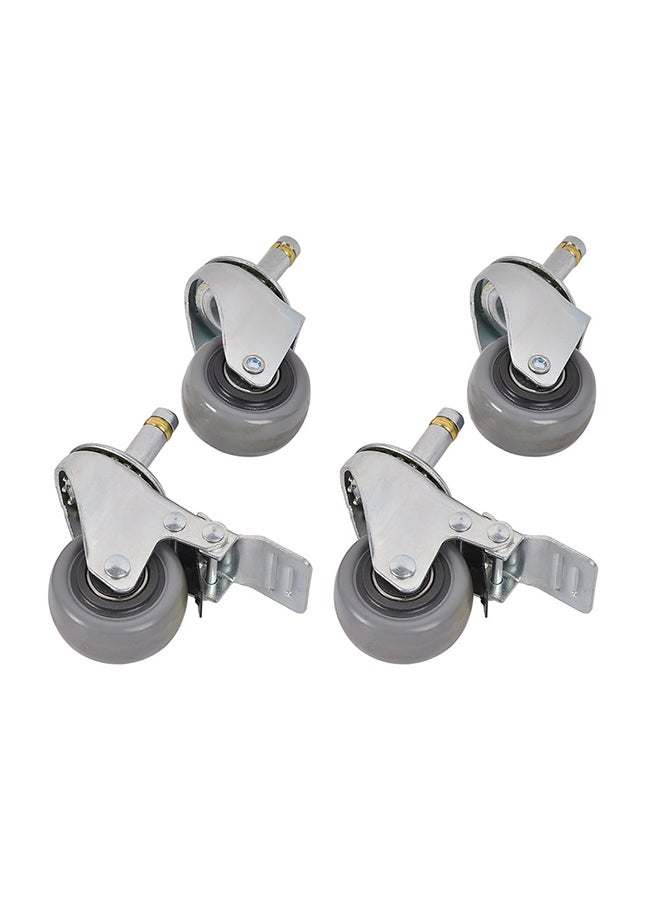 Tactix 4-Piece Castor Wheels - Durable Design For Heavy Loads, For Smooth Mobility And Easy Maneuverability, For Heavy Duty Storage Box, Silver And Grey- 320636 Silver 2x1inch  - Image 1