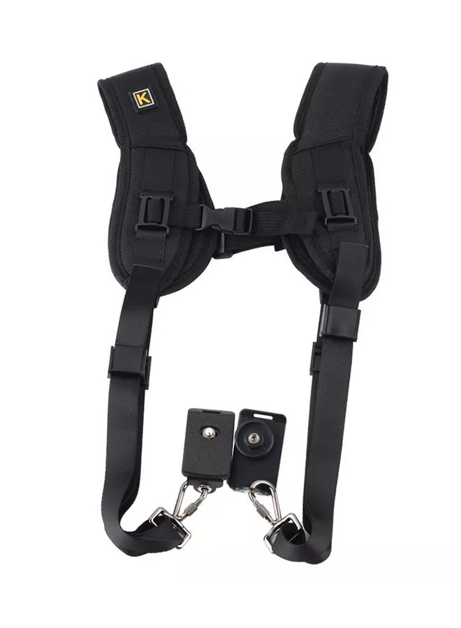 Dual Shoulder Neck Belt Sling Strap For DSLR Camera Black  - Image 1