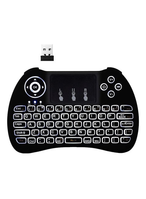 Backlit Mini Wireless RC-Keyboard With Touchpad H9 Black