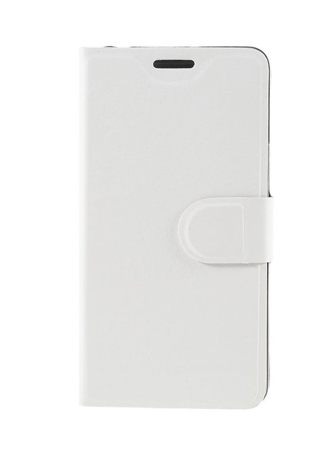 غطاء حماية بتصميم ملف لهاتف وان بلس X مع حامل بطاقة مدمج أبيض - Image 1