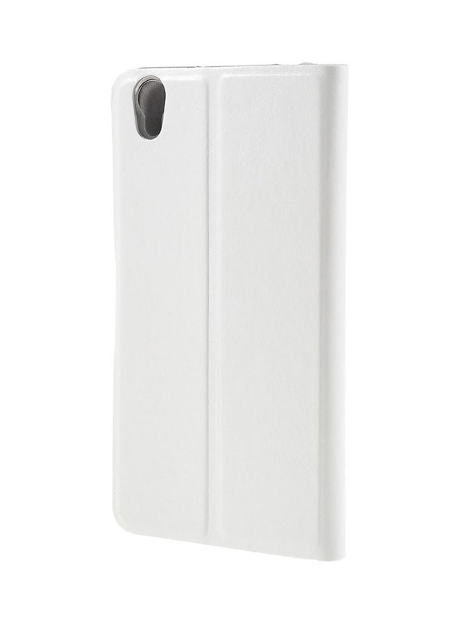 غطاء حماية بتصميم ملف لهاتف وان بلس X مع حامل بطاقة مدمج أبيض - Image 2