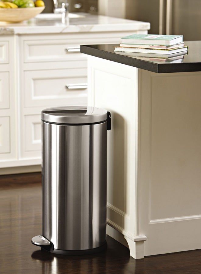 simplehuman Brushed Stainless Steel Round Bin Silver 30Liters - Image 3
