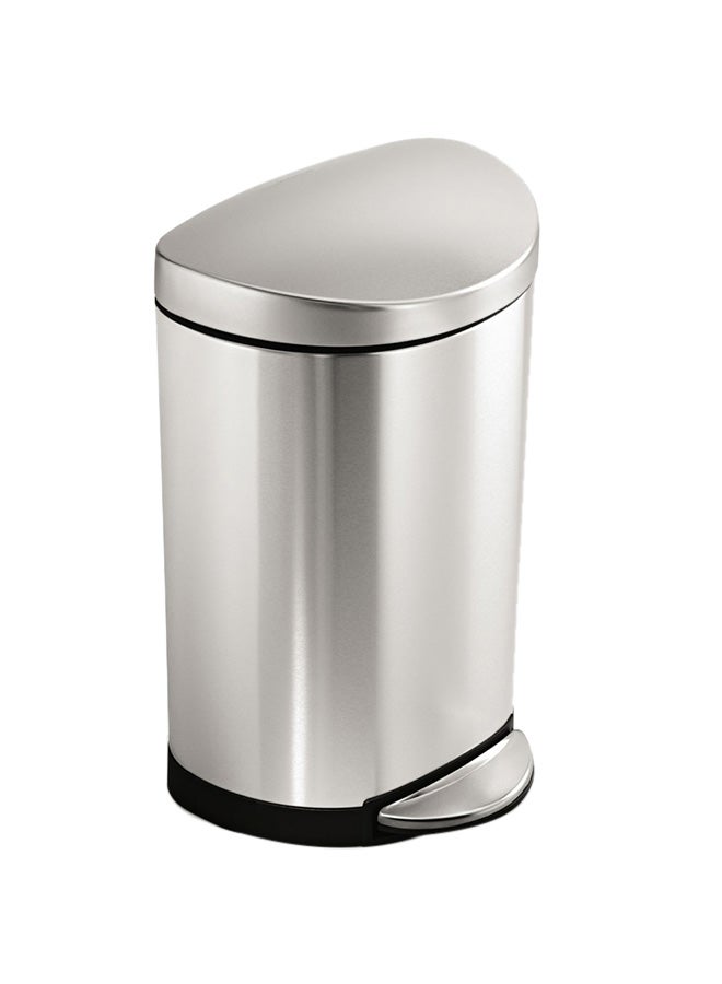 simplehuman Brushed Stainless Steel Semi Round Bin Silver 10Liters  - Image 1