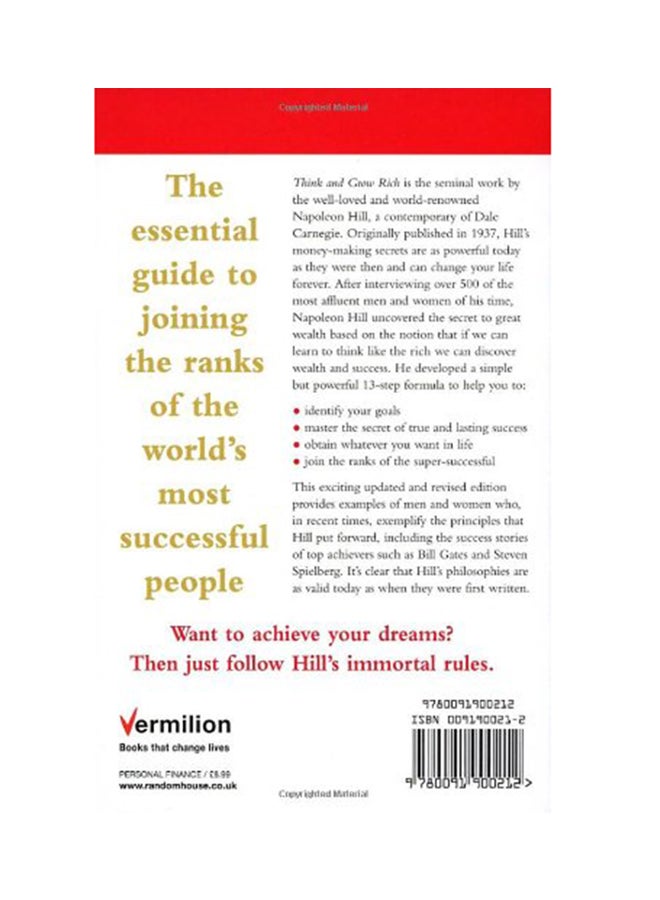 Think And Grow Rich By Napoleon Hill, 2004 Paperback English by Napoleon Hill - 1st October 2004  - Image 2