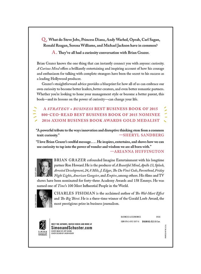 A Curious Mind Paperback English by Brian Grazer - 1st June 2016