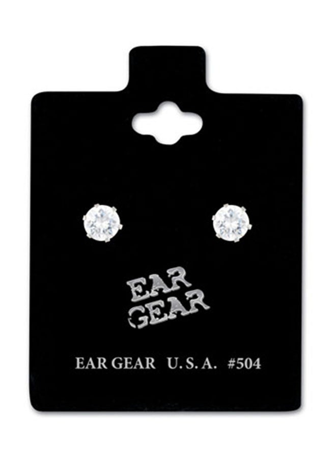 آير جير أقراط إستون مزيّنة بأحجار مكعب زركونيا يبلغ طولها 4 مليمتر مصنوعة من مادة إستانلس إستيل