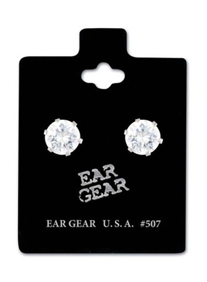 Stainless Steel 7mm Cubic Zirconia Stone Earrings